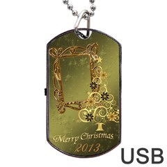 Merry Christmas Swirl 2013 Dog Tag usb Flash 2 sides - Dog Tag USB Flash (Two Sides)