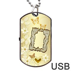 Gold Wedding Lace Dog Tag usb Flash 2 sides - Dog Tag USB Flash (Two Sides)
