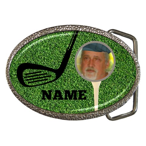 Golfer s Belt Buckle With Name By Joy Johns Front