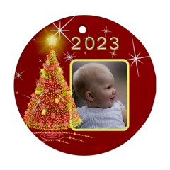 Christmas Tree Round Ornament (2 sided) - Round Ornament (Two Sides)