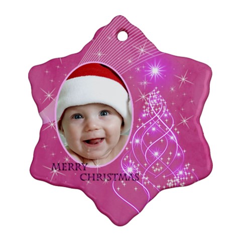 Pink Snowflake Ornament (2 Sided) By Deborah Front