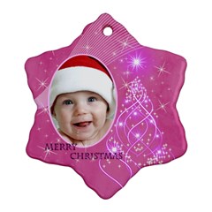 Pink Snowflake Ornament (2 sided) - Snowflake Ornament (Two Sides)