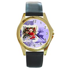 merry christmas - Round Gold Metal Watch