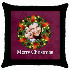 merry christmas - Throw Pillow Case (Black)