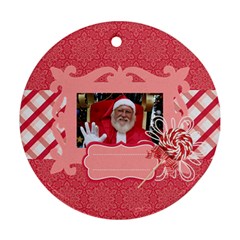 Candy Cane-Santa Round Ornament (2 sides) - Round Ornament (Two Sides)