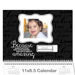 Chalkboard Love - inspirational-any theme- wall calendar - Wall Calendar 11  x 8.5  (18 Months)