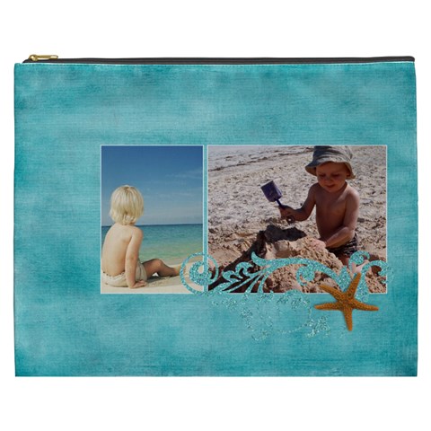 Beach Ocean Vacation Xxxl Cosmetic Bag By Mikki Front
