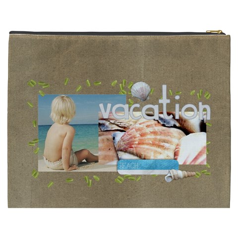 Beach Vacation Xxxl Cosmetic Bag By Mikki Back