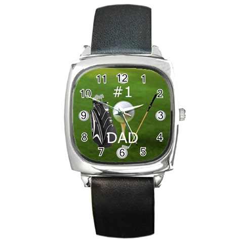 #1 Dad Golf Square Metal Watch By Kim Blair Front