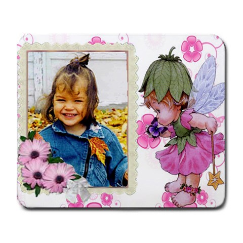 Pink Fairy Child Anf Flowers Collage Mousepad By Kim Blair 9.25 x7.75  Mousepad - 1