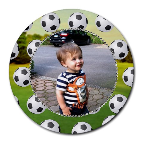 Soccer Collage Round Mousepad By Kim Blair 8 x8  Round Mousepad - 1