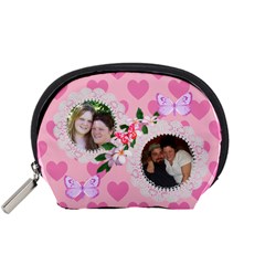 Pink Hearts and Butterflies Small Accessory Pouch - Accessory Pouch (Small)