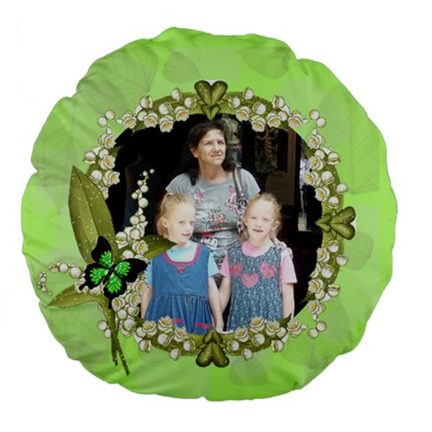 Green Leaf Pattern 18  Premium Round Cushion By Kim Blair Front