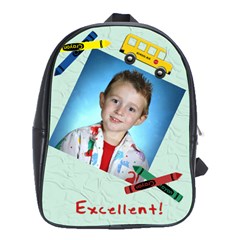 Crayon and Bus School Backpack XL - School Bag (XL)