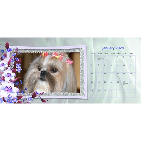 Pretty Floral Desktop Calendar By Deborah Jan 2024