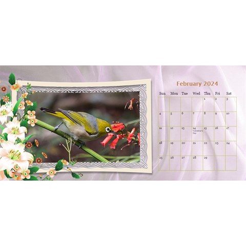 Pretty Floral Desktop Calendar By Deborah Feb 2024