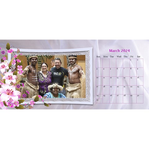 Pretty Floral Desktop Calendar By Deborah Mar 2024