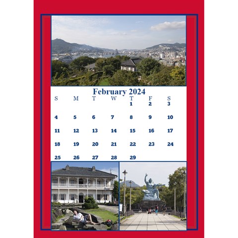 Red And White Multi Photo Calendar 2024 By Deborah Feb 2024