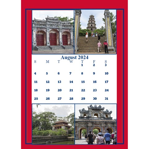 Red And White Multi Photo Calendar 2024 By Deborah Aug 2024