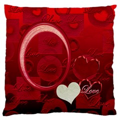 I Heart You Red large flano cusion case - Large Premium Plush Fleece Cushion Case (One Side)