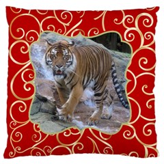 Red and Gold Standard Flano Cushion Case - Standard Premium Plush Fleece Cushion Case (One Side)