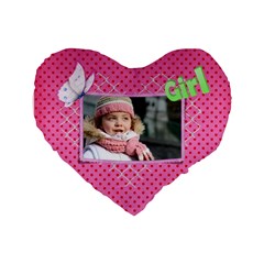 Girl Standard Heart Cushion - Standard 16  Premium Plush Fleece Heart Shape Cushion 