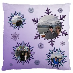 Snowflake Large Flano Cushion (2 sided) - Large Premium Plush Fleece Cushion Case (Two Sides)