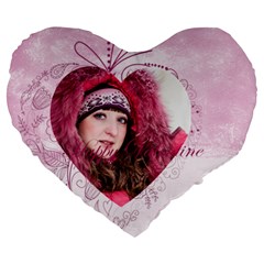 love - Large 19  Premium Plush Fleece Heart Shape Cushion