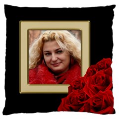 Love Red Roses Large Flano Cushion Case - Large Premium Plush Fleece Cushion Case (Two Sides)