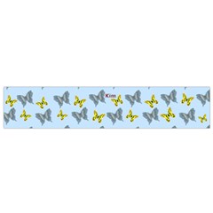Blue and Yellow Butterfly Flano Scarf (small) - Small Premium Plush Fleece Scarf