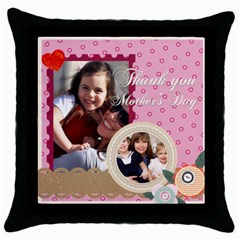 mother day - Throw Pillow Case (Black)