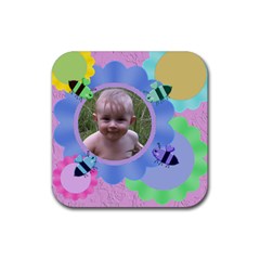 Bees and Flowers Rubber Coaster - Rubber Coaster (Square)