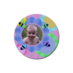 Bees and Flowers Round Rubber Coaster - Rubber Coaster (Round)