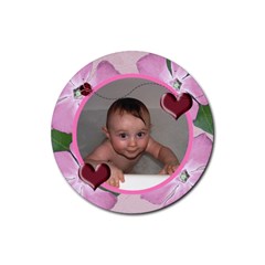 Ladybug-Heart Round Rubber Coaster 4 Pack - Rubber Round Coaster (4 pack)