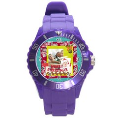 xmas merry charsitmas - Round Plastic Sport Watch (L)