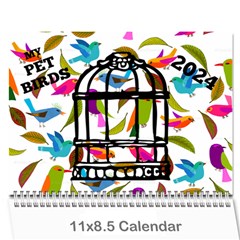 Pet Bird Calendar, 2024 - Wall Calendar 11  x 8.5  (12-Months)