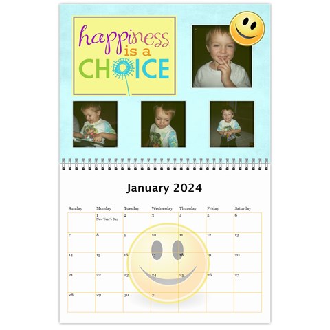 Happy Face Wall Calendar, 8x11 By Joy Johns Jan 2024