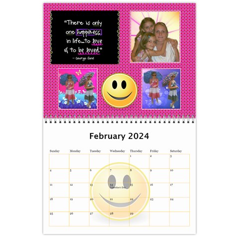 Happy Face Wall Calendar, 8x11 By Joy Johns Feb 2024