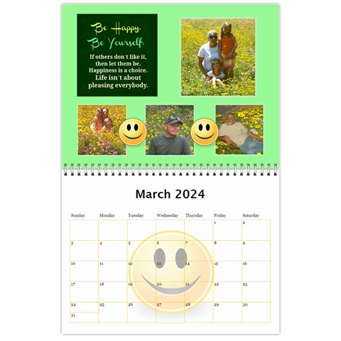 Happy Face Wall Calendar, 8x11 By Joy Johns Mar 2024