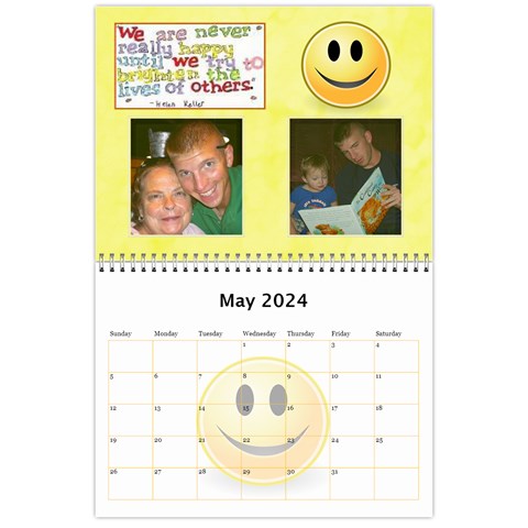 Happy Face Wall Calendar, 8x11 By Joy Johns May 2024