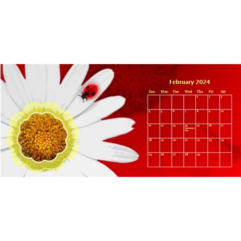Flower Desktop 11x5 Calendar By Joy Johns Feb 2024