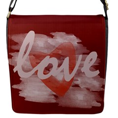 Cute Red Watercolor Heart Red - Flap Closure Messenger Bag (S)