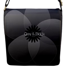 Pretty Grey Black Sheer Flower - Flap Closure Messenger Bag (S)