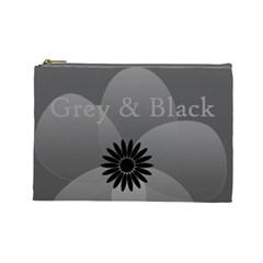 Cute Grey Black Sheer Flower - Cosmetic Bag (Large)