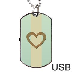 Gold Heart Love Pastels Green Wedding Romantic - Dog Tag USB Flash (One Side)