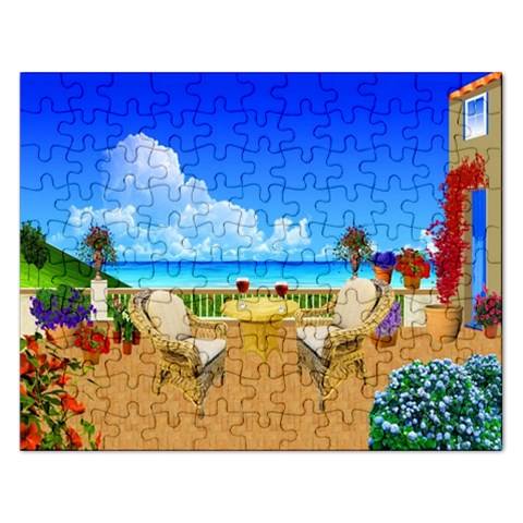 Patio Seaside House Puzzle  :   Puzzle By Pamela Sue Goforth Front