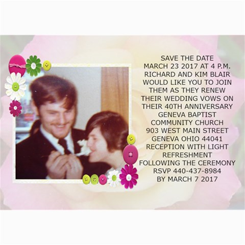 Save The Date Wedding Card By Kim Blair 7 x5  Photo Card - 3