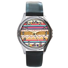 Glitter Aztec Watch - Round Metal Watch