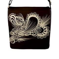Brown abstract bag - Flap Closure Messenger Bag (L)