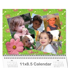 Pinky Green Floral 2024 Calendar - Wall Calendar 11  x 8.5  (18 Months)